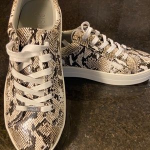 J/Slides NYC Platform Sneakers. Snake Skin print